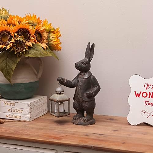NIKKY HOME Bunny Lantern Figurine, Resin Rabbit Decor for Home - Image 2