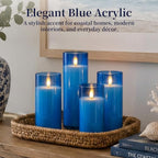Homemory Blue Flameless LED Pillar Candles with Remote Timer, Set of 9 - Image 3