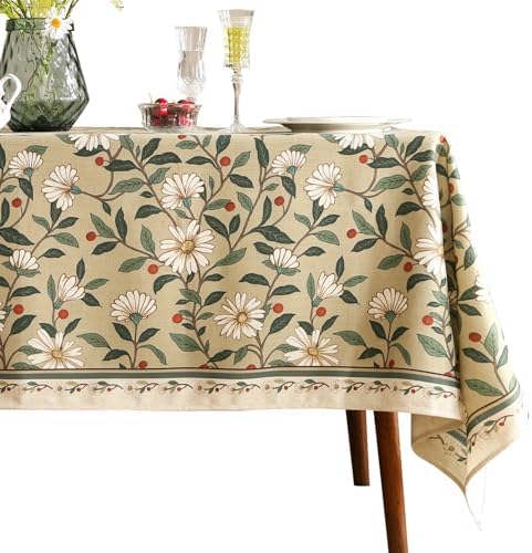 ISAENNE Designer Vintage Green Rectangular Tablecloth,94"x63" by Isaennehomedecoration