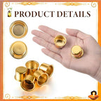 Sliner 100 Pack 0.87'' Gold Metal Candle Holders with Round Flat Base - Image 4