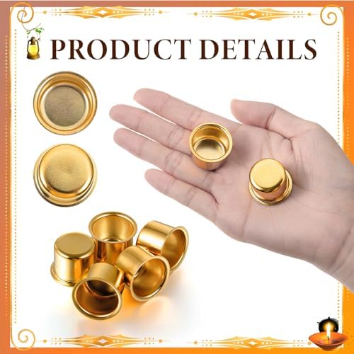 Sliner 100 Pack 0.87'' Gold Metal Candle Holders with Round Flat Base - Image 4