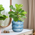 SQOWL 8 Inch Plant Pot with Drainage Hole - Ceramic Pot for Plants Outdoor Planter for Indoor Plants Decorative Plant Pot Medium Flower Pot Round Planter for Bathroom House Decor Blue - Image 6