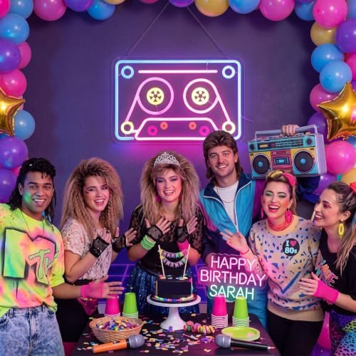 Zhengmy 80s Cassette Tape Neon Sign, Retro LED Light for Wall Decor - Image 6