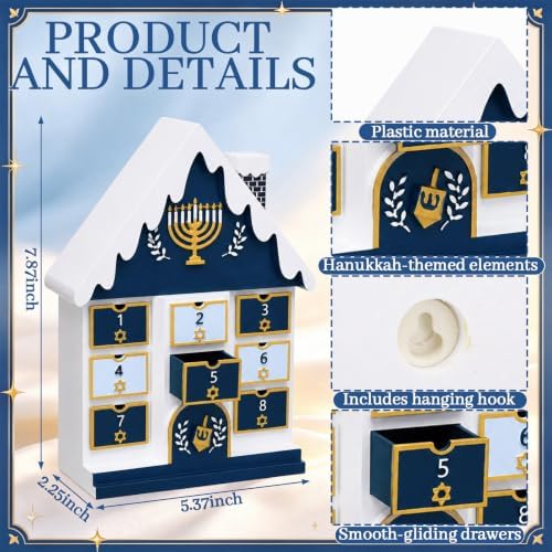 RattanView Plastic Hanukkah House Advent Calendar Countdown Holiday Gift - Image 3