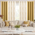 KOUFALL Gold Luxury Blackout Curtains for Living Room,Elegant Livingroom Curtain 84 Inches Long Cortinas Doradas para Sala Elegantes Modernas 2025 - Image 2