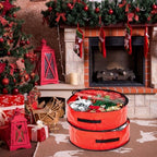 4 Pcs Christmas Wreath Storage Bag, Christmas Garland Storage Container with Clear Window, Zipper & Handle for Xmas Holiday Seasonal Wreath Garland Box(Red,36") - Image 6