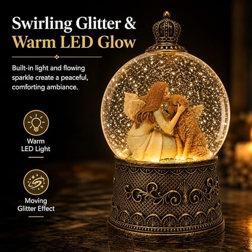 Dog Memorial Gifts for Loss of Dog Sympathy Gift，Snow Globe with Auto Swirling Glitter & 6H Timer, Battery or USB Powered, Dog Passing Away Gifts for Home Decor - Image 3