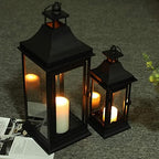 JHY DESIGN Set of 2 13''&19.5''Tall Outdoor Candle Lanterns Vintage Hanging Tower Lantern Metal Candle Holder for Garden Living Room Indoor Outdoor Parties Weddings Balcony(Black) - Image 5