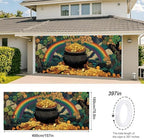 ANNA QUEEN St Patrick’s Day Garage Door Banner 6x13FT, Rainbow and Pot of Gold Garage Door Cover, Large Outdoor Irish Shamrock Decoration Backdrop for Double Garage Doors, Garden Fence & Party Photo Booth - Image 3