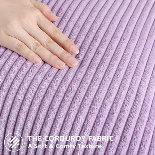 Mecatny Corduroy Decorative Throw Pillow Covers 22x22 Set of 2 Lilac - Image 4