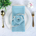 Lace Cloth Napkins, Cotton Gauze, Set of 12, 20x20 Inch,Aqua Marine by FINGERCRAFT