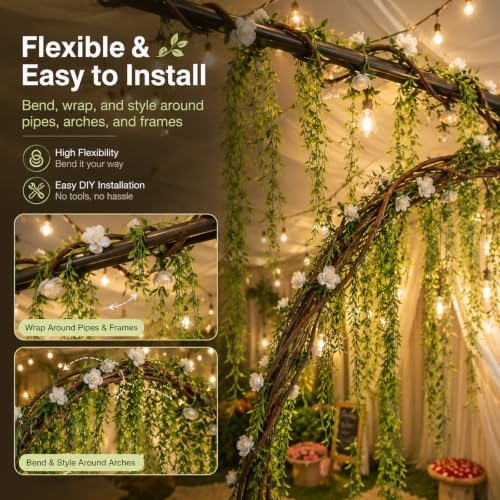 128 Ft Jungle Theme Decoration Set 27pcs Artificial Greenery Leave Vines Decor with Hooks Hanging DIY Ceiling Vines Forest for Forest Rainforest Safari Party Safari Tropical Classroom Decor - Image 4