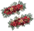 TINGE TIME Red Flower Garlands, 2 PCS Artificial Eucalyptus, Handcraft Artificial Rose for Arch, Wedding, Sweetheart Table, Ceremony, Backdrop Decorations for Home (Cinnamon Rose) by TINGETIME