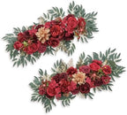 TINGE TIME Red Flower Garlands, 2 PCS Artificial Eucalyptus, Handcraft Artificial Rose for Arch, Wedding, Sweetheart Table, Ceremony, Backdrop Decorations for Home (Cinnamon Rose) by TINGETIME