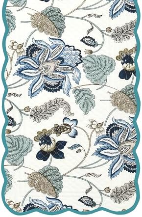 Botanical Blues - Bloom Collection Luxury Handcrafted Runner (Reversible) Cotton Quilted Fabric Machine Washable – Elegant Home Decor – 14 x 72 inches - Image 3