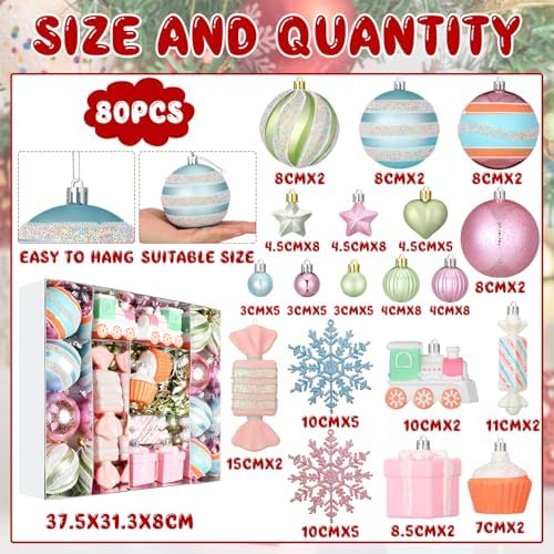 Halloscume 80 Pcs Christmas Tree Ornament Dessert Cupcake Candy, Sweet - Image 2