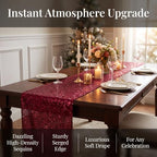 ShinyBeauty Burgundy Sequin Table Runner 12x108 Inch, Pack of 10, for Party - Image 5