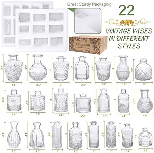 Glass Bud Vase Set of 22, Small Clear Vases for Flowers Vintage Glass Vase - Image 2