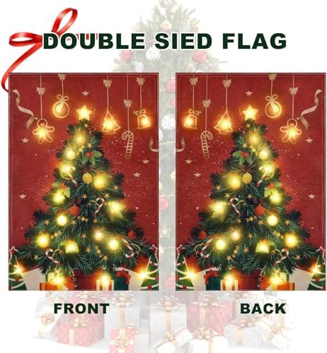 Lighted Christmas Garden Flag for Outside, Xmas Tree, 28x40 In - Image 6