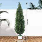 2 Pack 5Ft Artificial Cedar Topiary Tree w/ 2 Stake & Pot for Porch - Image 4