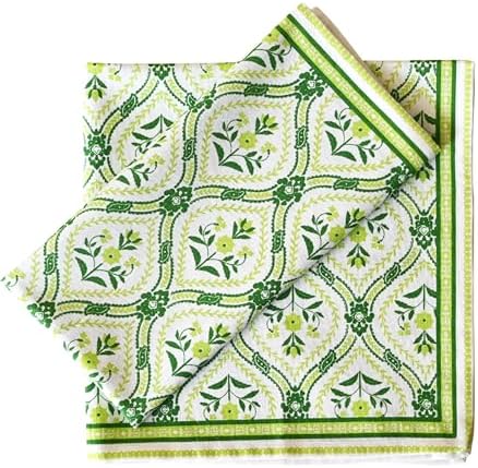 FINGERCRAFT Cloth Napkins Set of 12 Cotton Linen, 20x20 Inch, Damask Green - Image 2
