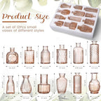 Glass Bud Vases Set of 12 and Artificial Plants Stems in Glass Vase Artificial Eucalyptus Baby's Breath Fake Plants Greenery for Rustic Farmhouse Wedding Table Centerpieces(Amber) - Image 2