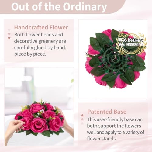NUPTIO Flower Ball for Table Centerpieces: Hot Pink Artificial Rose - Image 6