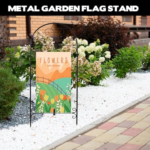 2 Pack Metal Garden Flag Holder Stand Scroll American Stand Yard Flag Pole Stake Fits Max 14 x 25 Inch for Outside House Garden Yard Lawn Patio Balcony Decor, No Flags Included - Image 6