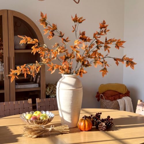 Giegxin Fall Faux Stems Grape Ivy Leaves 39.37 Inch, Orange, 12 Pcs - Image 4