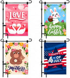 12 Double Sided Seasonal Garden Flags 12x18in Yard Flags with Stand - Image 4