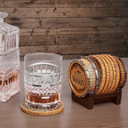 Cabin Obsession Whiskey Barrel Coaster Set – Handcrafted Whiskey Barrel Decor for Whiskey Lovers and Man Cave Gifts for Men - 6 Full Size Whiskey Coasters with Barrel Style Holder for Man Cave Décor - Image 5