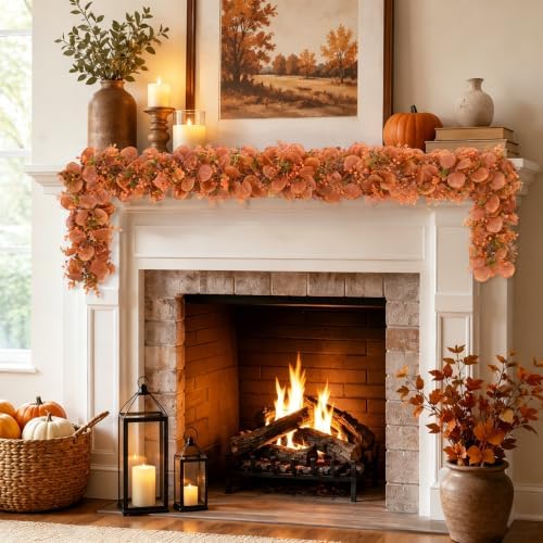 8Pack Eucalyptus Garland, Fall Artificial Eucalyptus Garland with Flowers - Image 6
