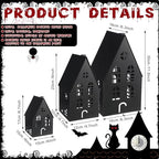 Beeveer 3 Pack Metal Halloween Haunted Houses Black Village House Decor - Image 2