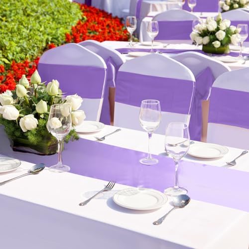Bencailor 24 Pcs Light Purple Satin Table Runners Bulk, 12 x 108 Inch - Image 4