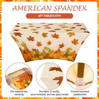 Oudain 2 Pcs Fall Tablecloth 6 ft Pumpkin Maple Leaf Table Cover - Image 3