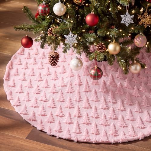 Civaner 48in Pink Tree Christmas Tree Skirt Faux Fur by Civaner
