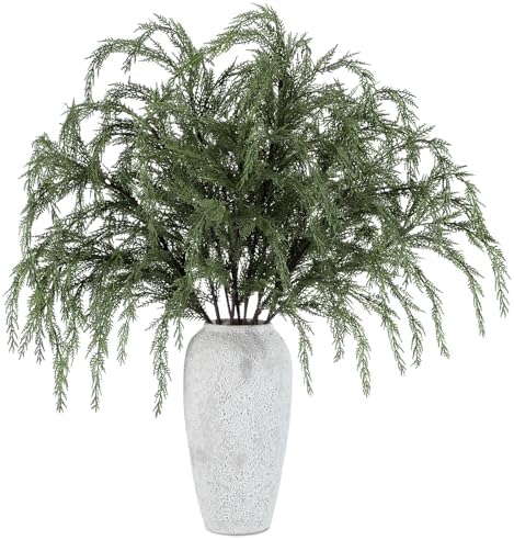 Giegxin 6 Pcs 36 Inch Christmas Artificial Cedar Branches Realistic Modern Greenery Norfolk Pine Stems Xmas Faux Pine Sprays Picks for Vase DIY Christmas Tree Garland Wreath, Festive Home Decor - Image 7