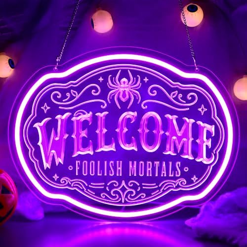 Welcome Foolish Mortal Neon Sign for Wall Decor Neon Light for Man Cave by LALAON