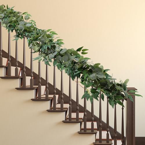 10 Sets Artificial Greenery Garlands Bulk Total 55.8 Feet Silver Dollar Eucalyptus Garland with Fake Willow Vines for Baby Shower Rustic Wedding Arch Swag Table Runner Home Spring Decoration - Image 5