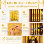 Suncalla 12 Pcs 4 Ft Marigold Garland Gold Bell,Yellow - Image 4