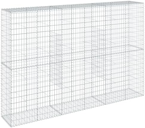 vidaXL Galvanized Gabion Basket/Cage 118.1"x19.7"x78.7" with Cover - Sturdy - Outdoor Landscape Structure by vidaXL