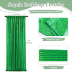 Green Sequin Backdrop Curtains,6 Panels 2FTx8FT Christmas Photo Backdrop - Image 2