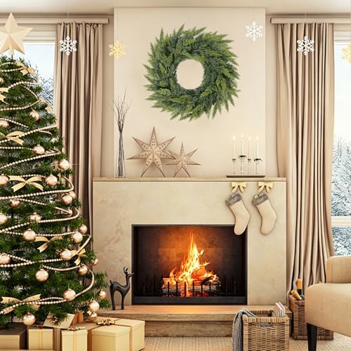 Christmas Cedar Wreath for Front Door Decoration, 24 in - Image 7