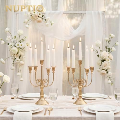 NUPTIO Candlestick Holders for Taper Candles: Gold Vintage Candelabra Bulk - Image 4