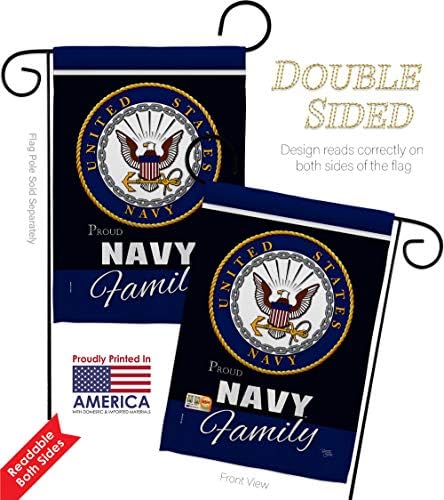 Navy Proudly Family Garden Flag - Pack Armed Forces USN Seabee United State American Military Veteran Retire Official USA Vintage Applique - House Banner Small Yard Gift Double-Sided 13 X 18.5 - Image 3