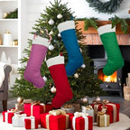 Christmas Stockings for Family Holiday Decorations and Xmas Tree Fireplace (6, Pink-Grain-Large) - Image 7