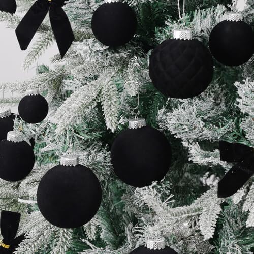 Velvet Christmas Ornaments Set 38Pcs Flocked Shatterproof Christmas Ornaments for Christmas Tree Decorations Xmas Decorative Hanging Christmas Ball Ornaments for Holiday Home Decor - Image 3