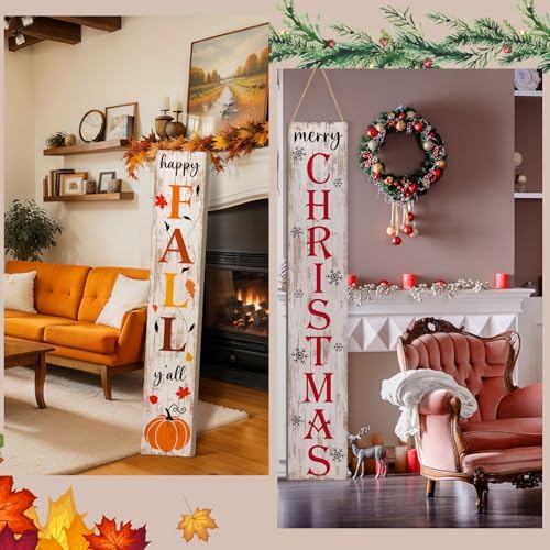 Fall Porch Sign 47" Wooden Christmas Welcome Sign for Front Door - Image 4