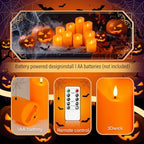 Eebuss Flameless Candles with Remote Timer, Battery Operated Realistic Flickering LED Candles, 9 Packs Fake Candles for Home Decor (D3 x H 3" 4" 5" 6" 7") Orange - Image 6