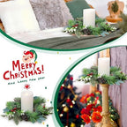 8 PCS 9" Small Christmas Norfolk Wreaths Mini Cabinet Wreaths for Kitchen with Red Berry Pinecone Cedar Bows Snowy Pine Wreath for Xmas Front Door Window Fireplace Home Table Pillar Stairs Decor - Image 6